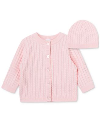 Little Me - Baby Cotton Cable-Knit Cardigan & Matching Hat, 2 Piece Set