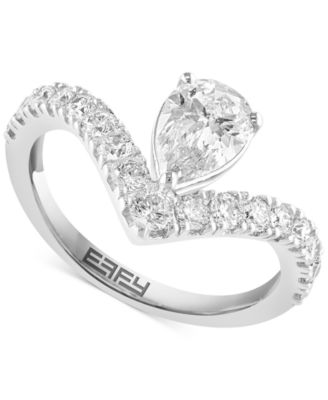 EFFY Collection - Lab Grown Diamond Pear & Round Chevron Ring (1-5/8 ct. t.w.) in 14k White Gold