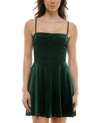 B Darlin - Juniors' Straight-Neck A-Line Velvet Dress