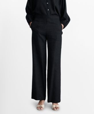 MANGO - Women's Straight Striped Trousers