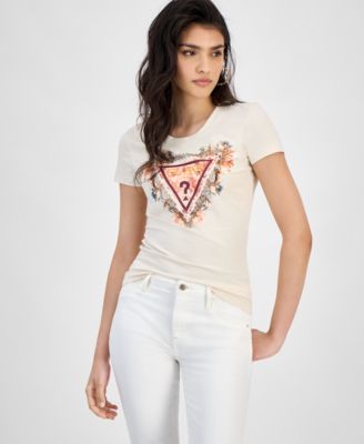 GUESS - Women's Triangle Flowers Short-Sleeve Tee